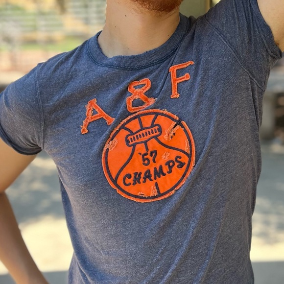 NEW ABERCROMBIE MEN VINTAGE BASKETBALL CHAMPS T SHIRT MUSCLE DISTRESSED COLLEGE - Picture 12 of 16
